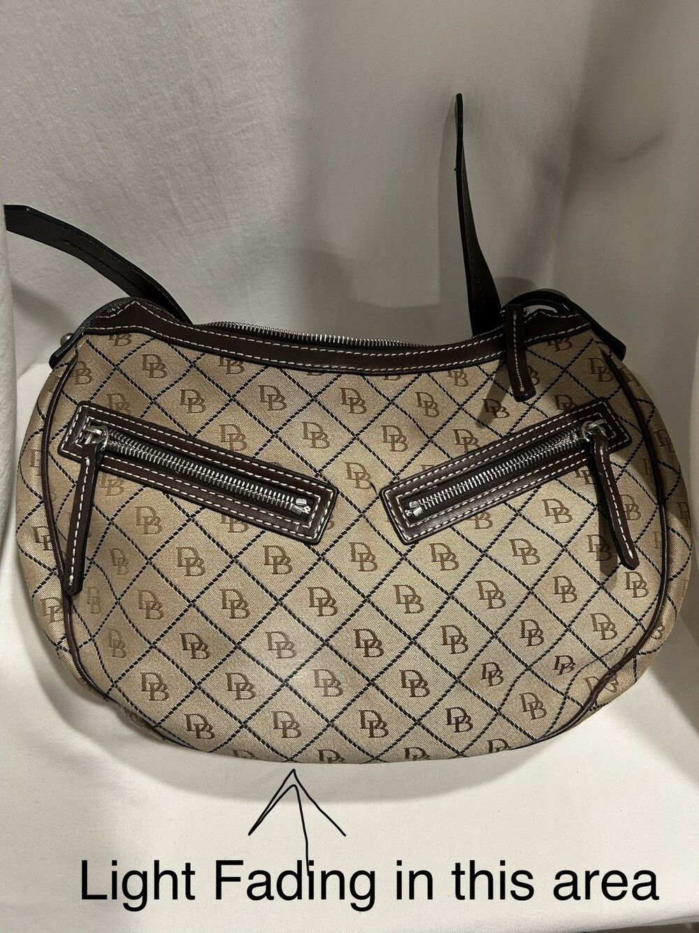 Dooney and Dourke Vintage Signature DB Canvas Hobo Bag - Picture 10 of 15